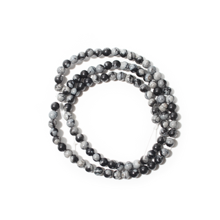 Obsidienne flocon de neige - Fil rond 15" - 4 mm