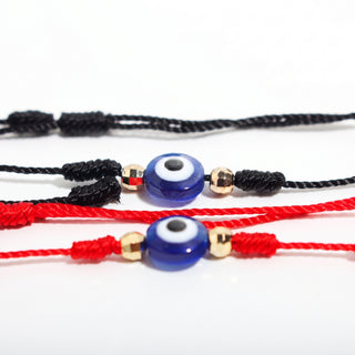Evil Eye Bracelet with Adjustable Cord - 2 Pack Red and Black from Stonebridge Imports