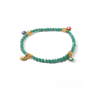 Evil Eye Charm Bracelet - Electroplated, Faceted Green   from Stonebridge Imports