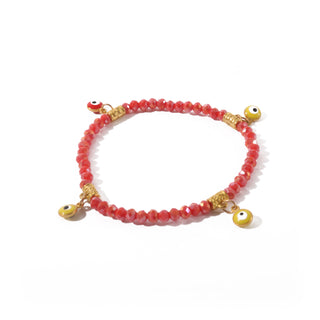 Evil Eye Charm Bracelet - Electroplated, Faceted Red   from Stonebridge Imports