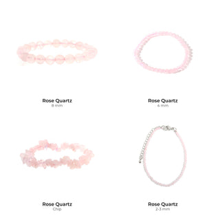 Rose Quartz Bead Bracelet Size Set: Rose Quartz 8 mm, Rose Quartz 4 mm, Rose Quartz Chip, Rose Quartz 2-3 mm