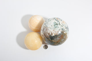 Green Tree Agate, Orange Calcite Sphere OTT Bundle