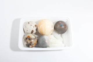 Chocolate Labradorite, Orange Calcite, Clear Quartz Sphere and Wand OTT Bundle