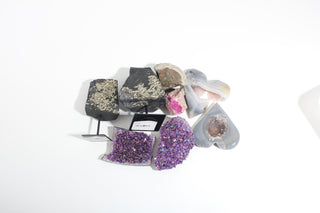 Amethyst, Calcite, Pyrite Carving and Cluster OTT Bundle