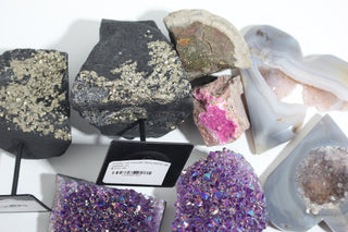 Amethyst, Calcite, Pyrite Carving and Cluster OTT Bundle