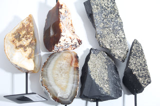 Agate Geode and Pyrite on Basalt on Stands OTT Bundle