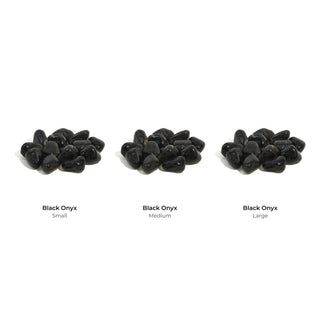 Black Onyx Tumbled Stones - Size Ladder Bundle (S, M, L): Black Onyx, Black Onyx, Black Onyx