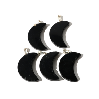 Black Obsidian B Crescent Moon Pendant - Pack of 5    from Stonebridge Imports