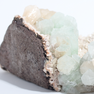 Stilbite and Calcite Cluster on Matrix Unique #60 from Stonebridge Imports