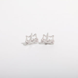 925 Silver Cat Earrings Face from Stonebridge Imports