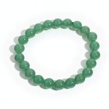 Fresh Beginnings: green aventurine 8mm bead stretch bracelet from the Intention Bracelet Display Kit, on a clean white background. Stonebridge Imports.