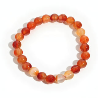 Find Your Fire: orange-red carnelian 8mm bead stretch bracelet from the Intention Bracelet Display Kit, on a clean white background. Stonebridge Imports.