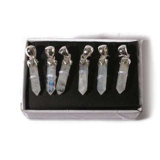 Rainbow Moonstone Point Sterling Silver Pendant - 6 pack    from Stonebridge Imports