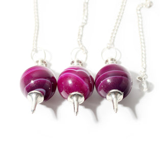 Pink Agate Ball and Point Pendulum - 3 Pack (Enhanced) from Stonebridge Imports