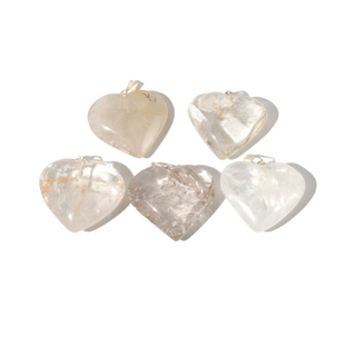 Clear Quartz B Heart Pendant - Pack of 5 - 1"    from Stonebridge Imports