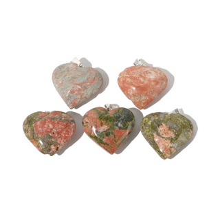 Imperfect Unakite Heart Pendant - Pack of 5 - 1"    from Stonebridge Imports