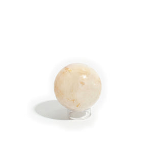 Small #2 - 2 1/4" — Flower Agate Sphere, blush-pink and peachy-cream flower agate with white blossom-like inclusions, photographed on a clean white background. Stonebridge Imports.