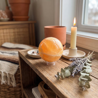 Orange Calcite Sphere Unique #12 from Stonebridge Imports
