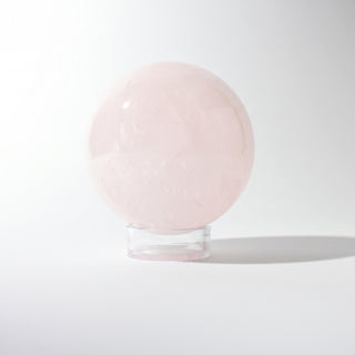 Rose Quartz Sphere Unique #34 - 3 5/8", photographed on a clean white background. Stonebridge Imports.