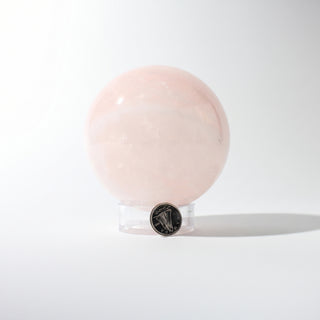 Rose Quartz Sphere Unique #36 - 3 3/8", alternate angle photographed on a clean white background. Stonebridge Imports.