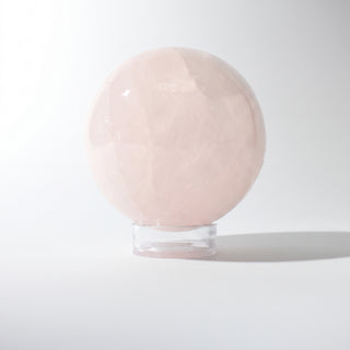 Rose Quartz Sphere Unique #40 - 3 3/4", photographed on a clean white background. Stonebridge Imports.