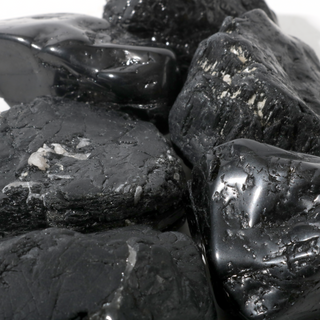 Black Tourmaline Tumbled Stones A - Free Form - 1lb from Stonebridge Imports