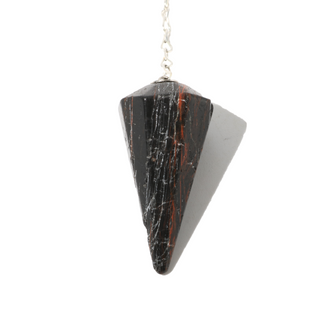 Tourmaline with Hematite 8 Facet Pendulum - 1" to 1 3/4"    from Stonebridge Imports