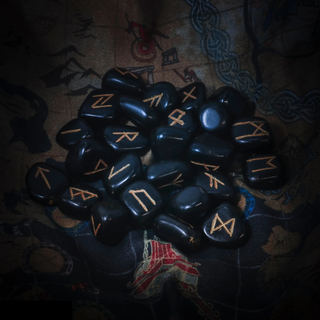 Agate Black Runes Set    from Stonebridge Imports