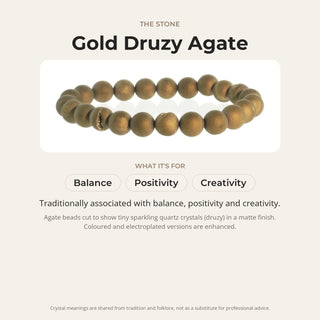 Agate Druzy Electroplated Gold Round Bracelet - 8mm (Enhanced) from Stonebridge Imports