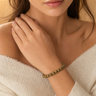 Agate Druzy Electroplated Gold Round Bracelet - 8mm (Enhanced) from Stonebridge Imports