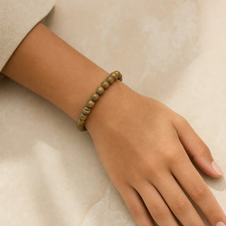 Agate Druzy Electroplated Gold Round Bracelet - 8mm (Enhanced) from Stonebridge Imports
