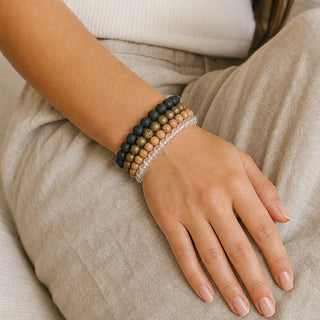 Agate Druzy Electroplated Gold Round Bracelet - 8mm (Enhanced) from Stonebridge Imports