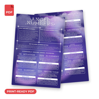 Angel Numbers QuickStudy Guide print-ready PDF, front and back