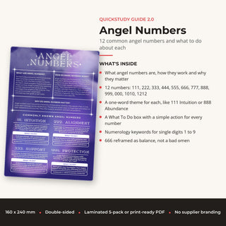 What's inside the Angel Numbers QuickStudy Guide: 12 common angel numbers and what to do about each