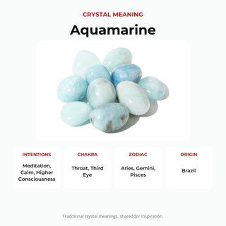 Aquamarine A Tumbled Stones crystal meaning: intentions, chakras, zodiac and origin