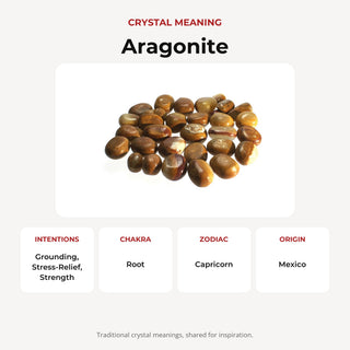 Aragonite Brown Tumbled Stones crystal meaning: intentions, chakras, zodiac and origin