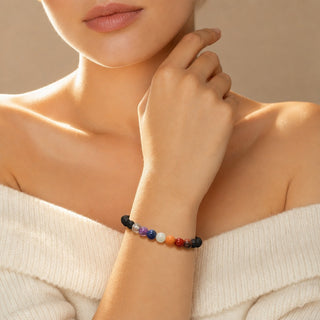 Black Lava Chakra Bracelet - 8mm from Stonebridge Imports