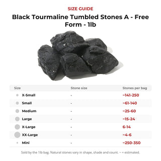 Black Tourmaline Tumbled Stones A - Free Form - 1lb from Stonebridge Imports