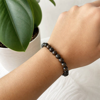 Bronzite bead bracelet, lifestyle photo