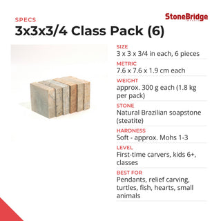 3x3x3/4 Class Pack (6) - specifications
