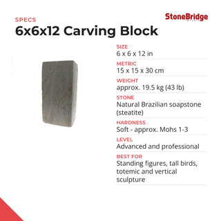 6x6x12 Carving Block - specifications