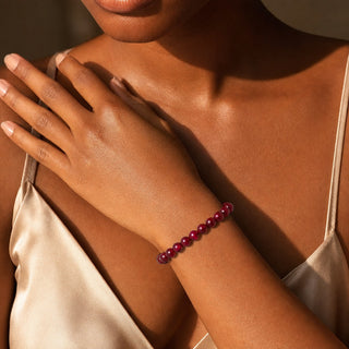 Agate Cherry Red Round Bracelet - 8mm (Enhanced) from Stonebridge Imports