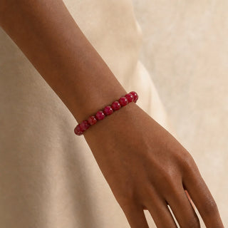 Agate Cherry Red Round Bracelet - 8mm (Enhanced) from Stonebridge Imports