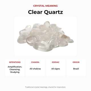 Clear Quartz A Tumbled Stones crystal meaning: intentions, chakras, zodiac and origin