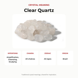 Clear Quartz B Tumbled Stones crystal meaning: intentions, chakras, zodiac and origin