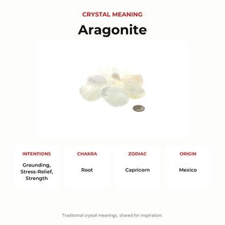 Aragonite White Tumbled Stones crystal meaning: intentions, chakras, zodiac and origin