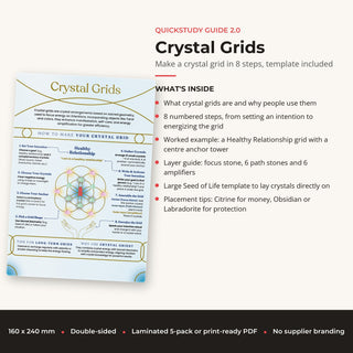 What's inside the Crystal Grids QuickStudy Guide: Make a crystal grid in 8 steps, template included