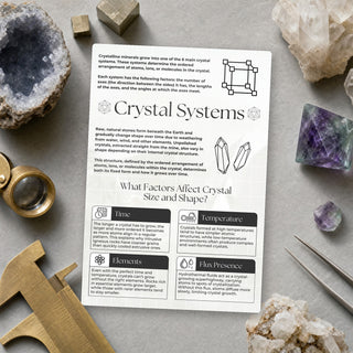 Crystal Systems QuickStudy Guide laid out with crystals and props