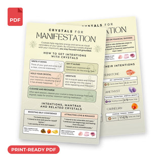 Crystals for Manifestation QuickStudy Guide print-ready PDF, front and back