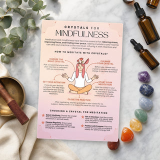 Crystals for Mindfulness QuickStudy Guide laid out with crystals and props